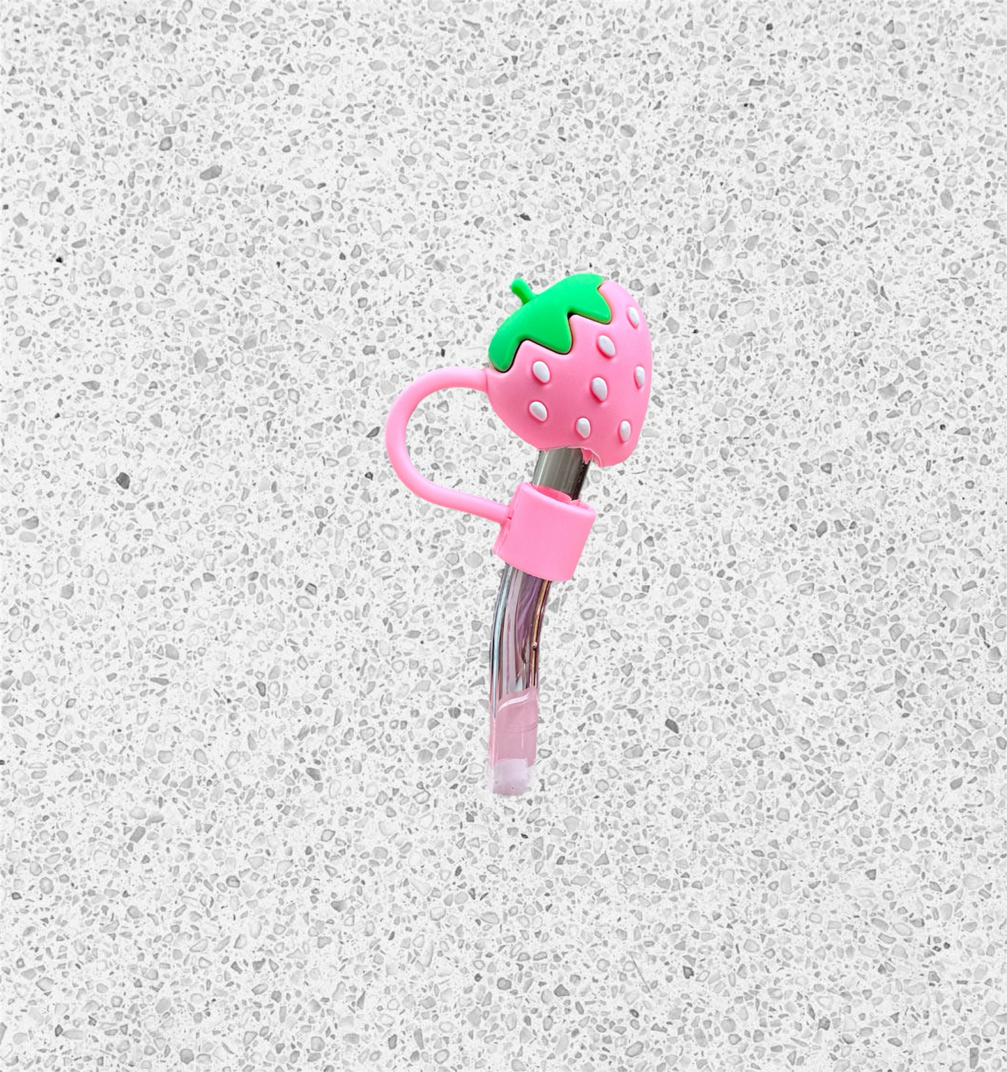 Pink Strawberry Straw Topper