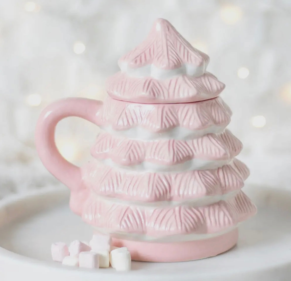 Pink Christmas Tree Shaped Mug