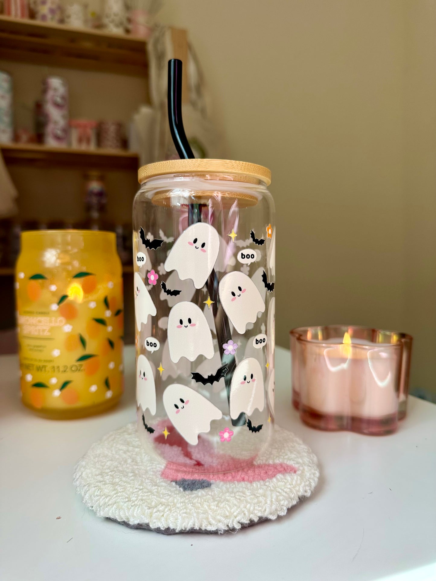 Cute Ghosts Glass Cup