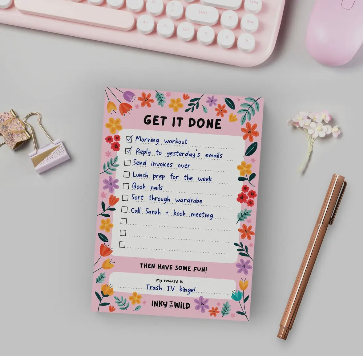 Floral Get It Done Notepad