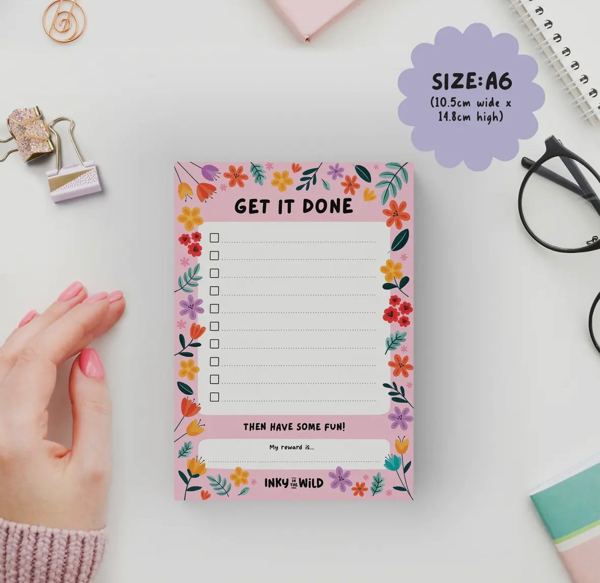 Floral Get It Done Notepad