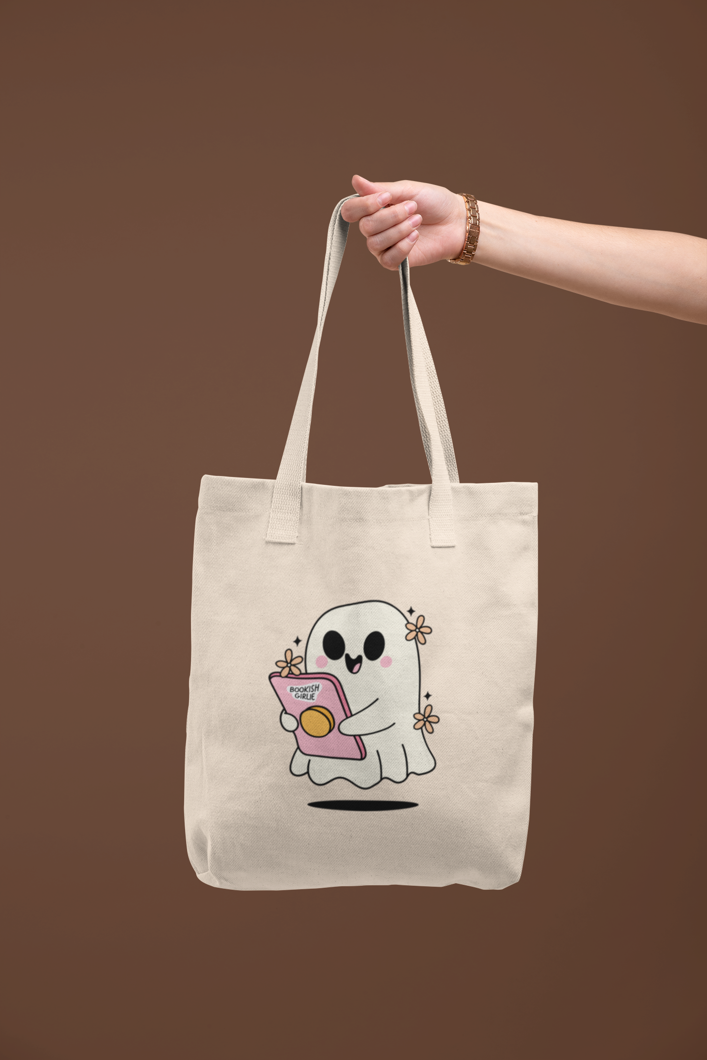 Cute Ghost Bookish Girl Tote Bag