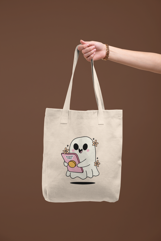 Cute Ghost Bookish Girl Tote Bag